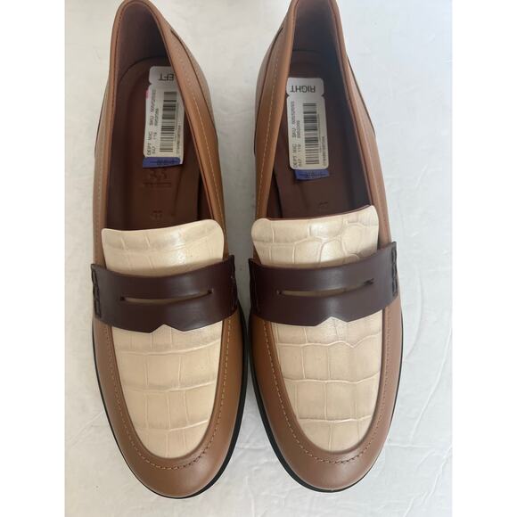 NWT ECCO Classic 15 Dressy Leather Cream Brown Slip On Comfort Penny Loafers 10 - Picture 4 of 11